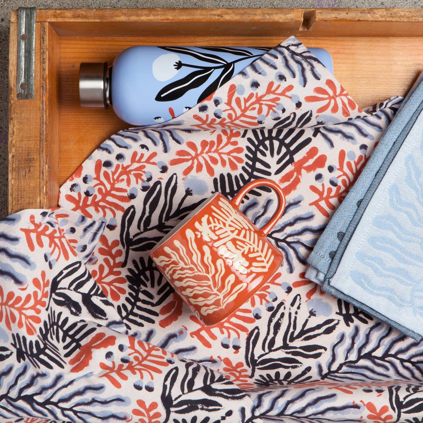 Entwine Cotton Block Printed Dishtowel