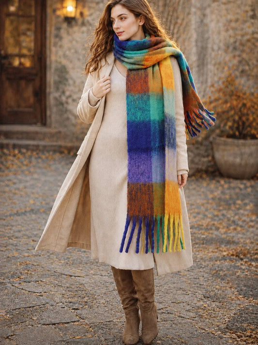 Oversized Fuzzy Scarf: Multicolor