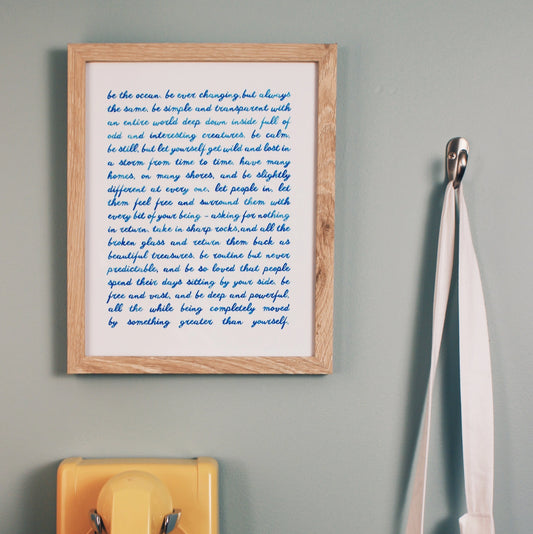 Watercolor Be The Ocean Poem