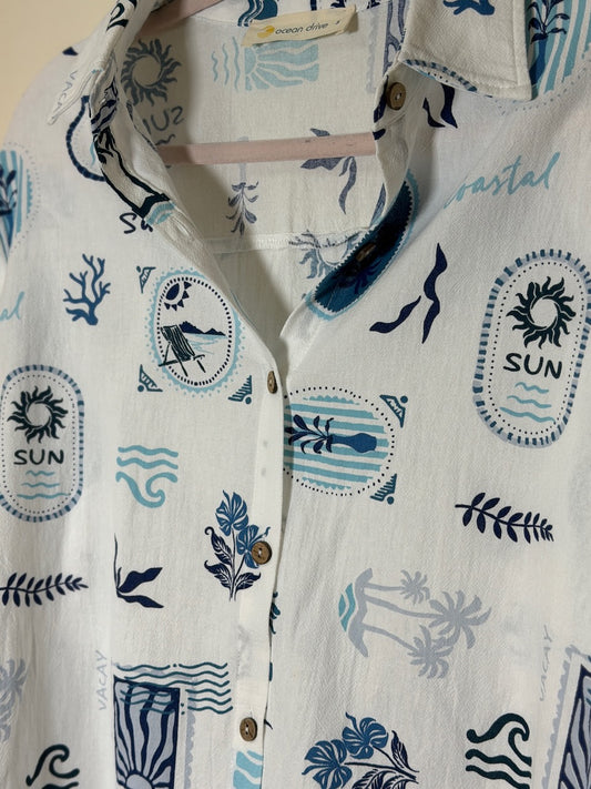 Summer Stamp Button Down