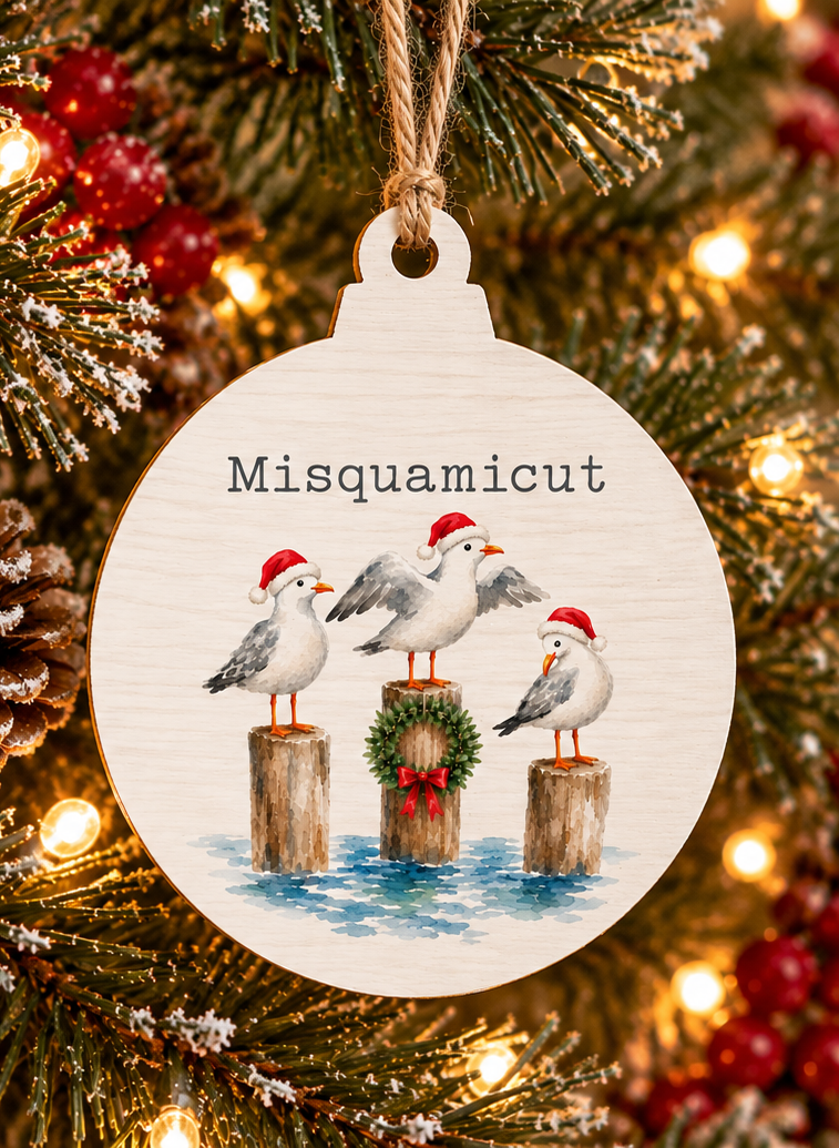 Santa Seagull Trio Ornament | Misquamicut