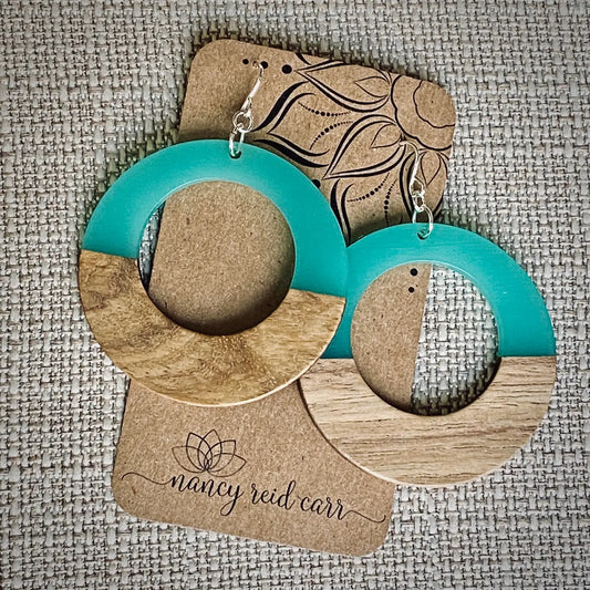 Large Open Circle Wood Resin Earrings