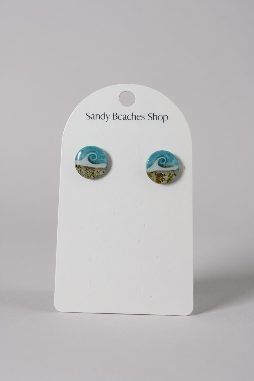 Beach Sand Wave Stud Earrings | Aqua