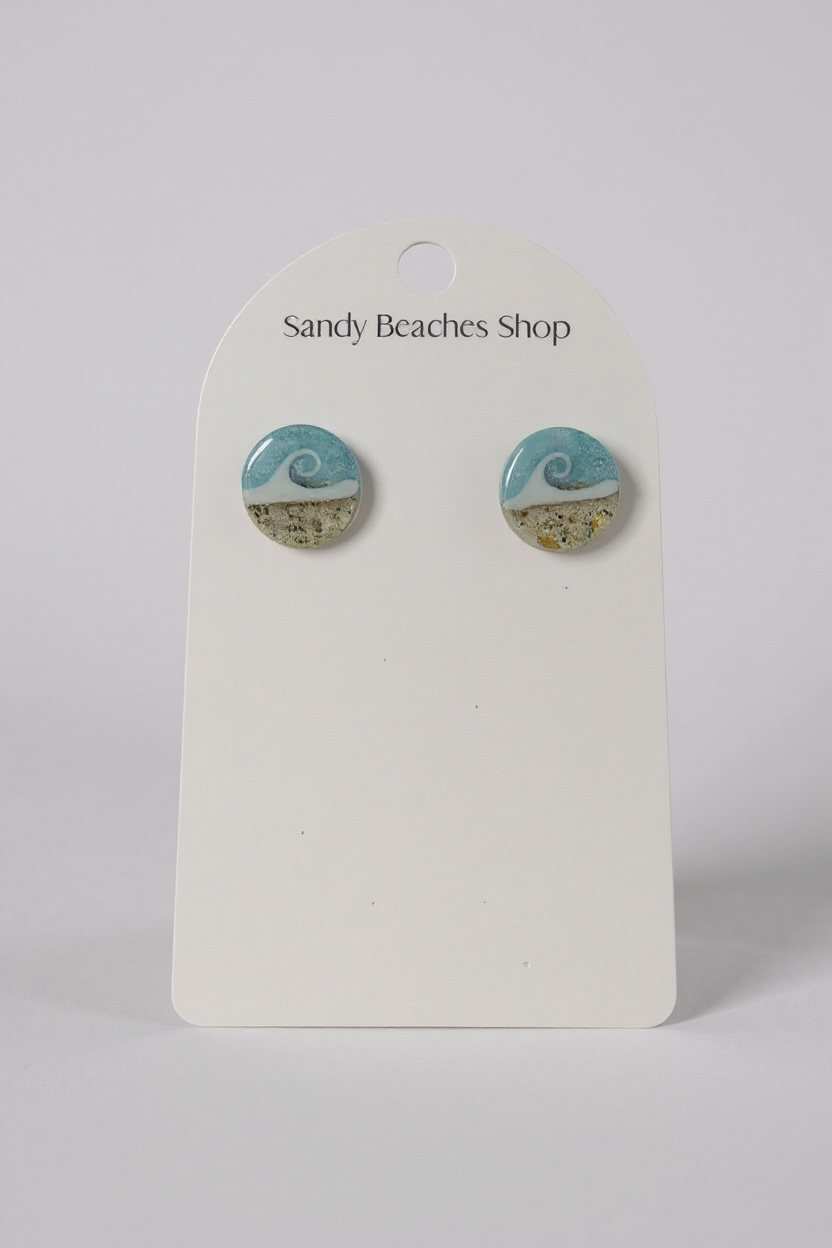 Beach Sand Wave Stud Earrings | Light Blue