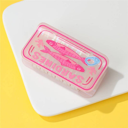 Retro Sardine Tin Hair Claw Clip | Pink
