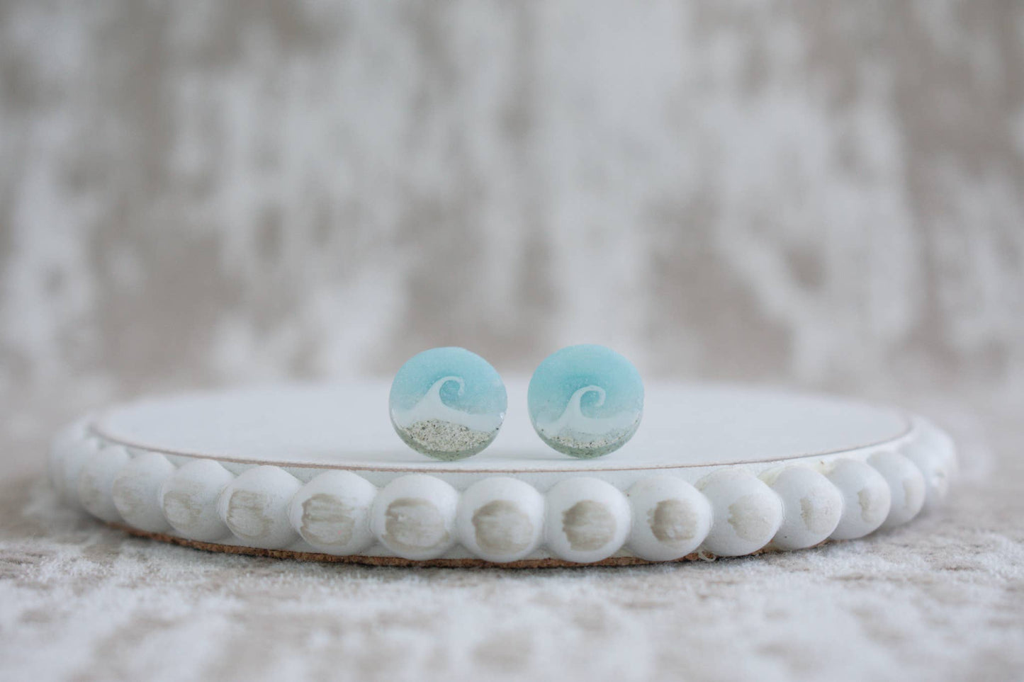 Beach Sand Wave Stud Earrings | Light Blue