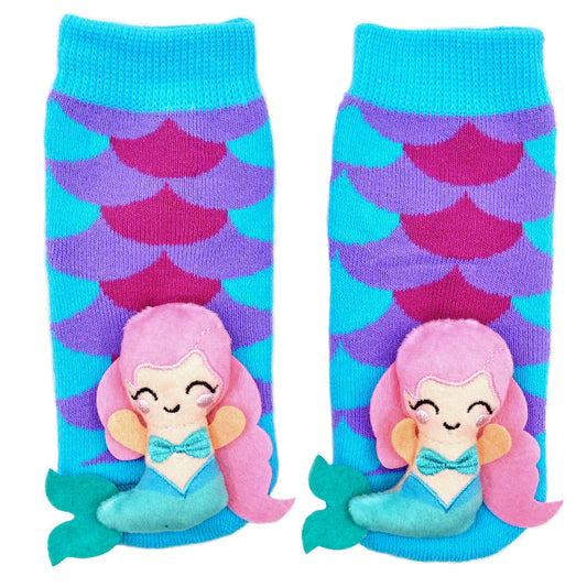 Rainbow Mermaid Boogie Toes -Baby Rattle Socks: 6-12M