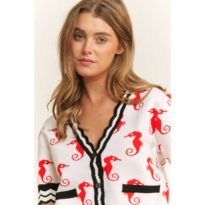 Seahorse V-Neck Crop Cardigan