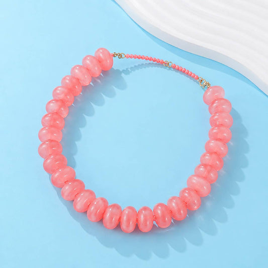 Chunky Beaded Statement Necklace | Rose