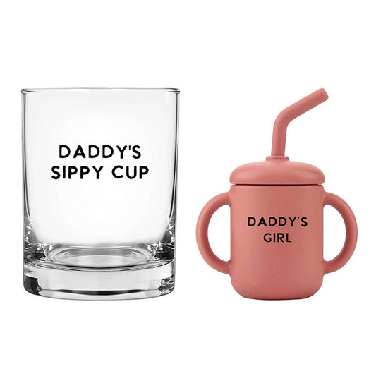 Dad and Daughter Glass + Sippy Cup Set