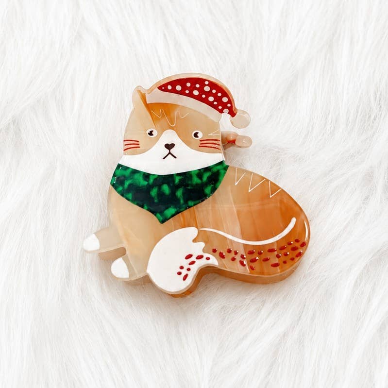 Christmas Cat Hair Clip | Brown
