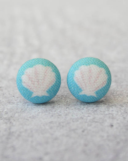 Seashell Fabric Button Earrings