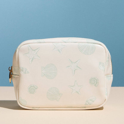 Seashell Print Cosmetic Pouch | Blue