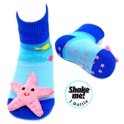 Starfish Boogie Toes - Baby Rattle Socks: 6-12M