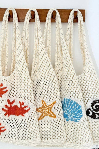 Ocean Theme Crochet Tote Beach Bag: Crab