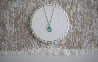 Beach Sand Dainty Drop Wave Necklace | Aqua