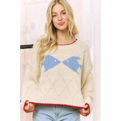 Fish Jaquard Stitched Pullover Sweater