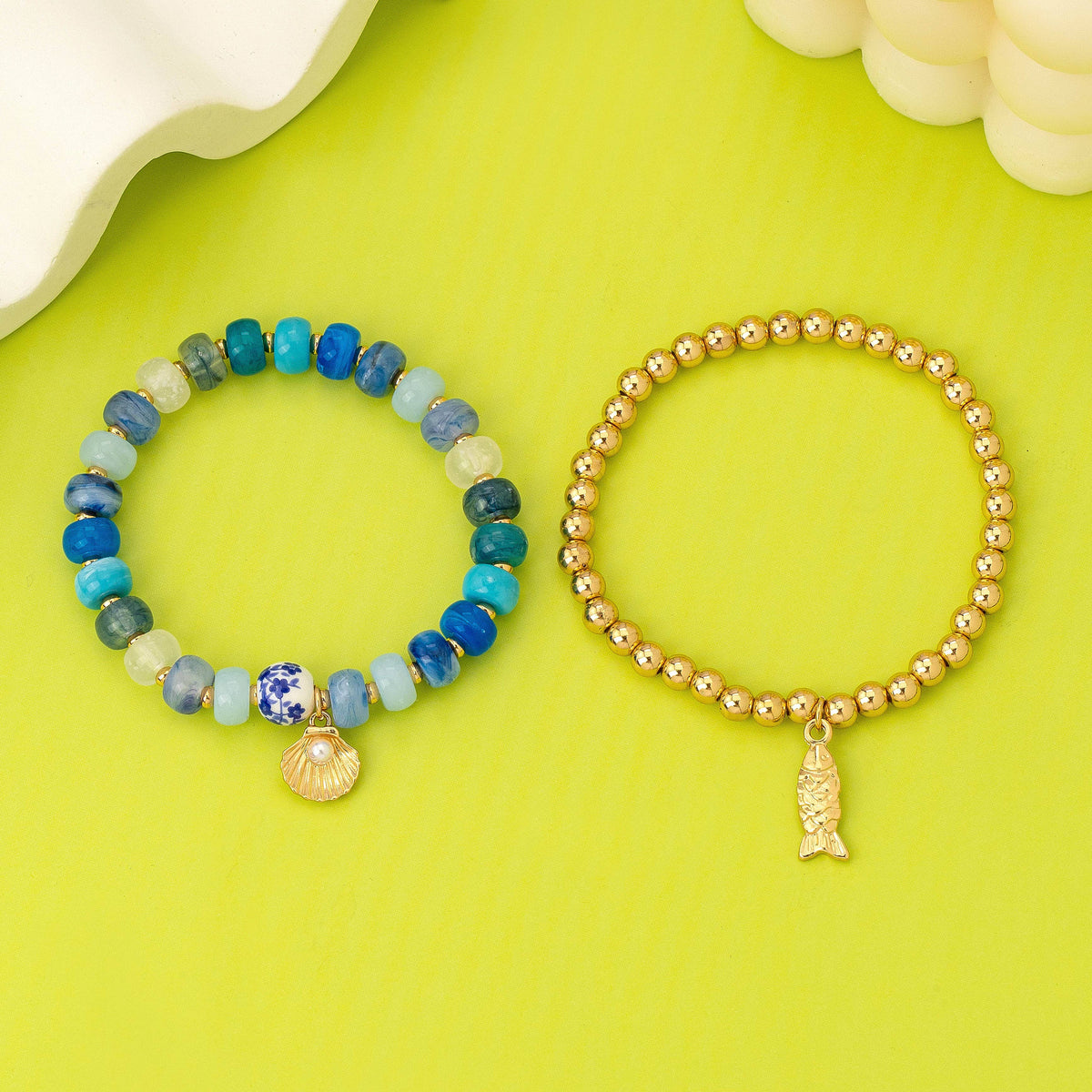Nautical Beaded Stretch Bracelet Set