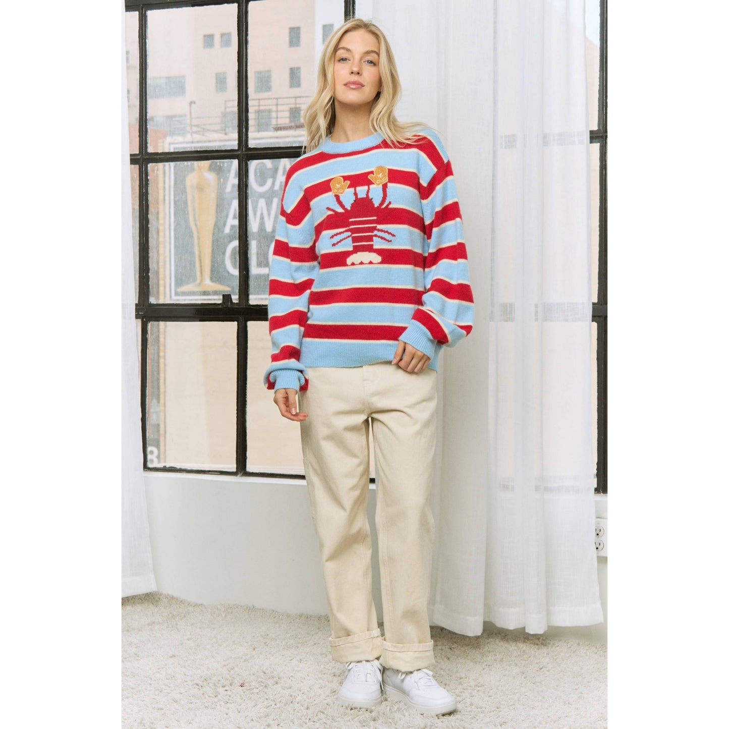 Stripe Lobster Mitten Sweater
