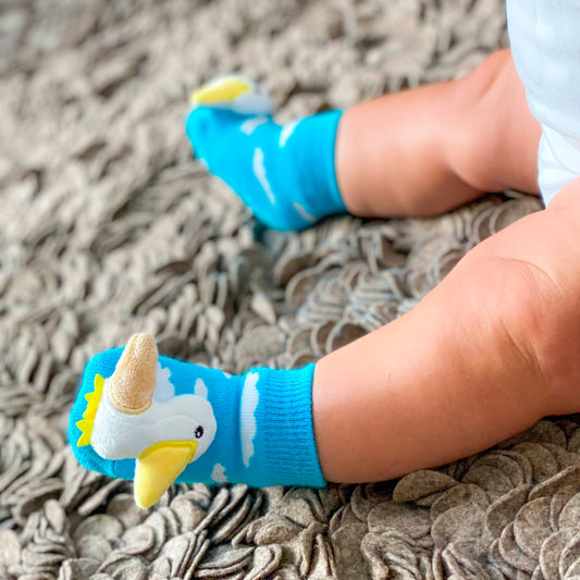 Baby Pelican Boogie Toes - Baby Rattle Socks: 6-12M
