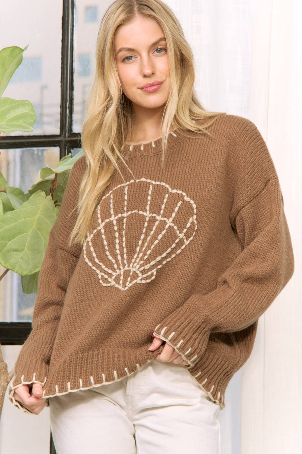 Scallop Shell Pullover Sweater