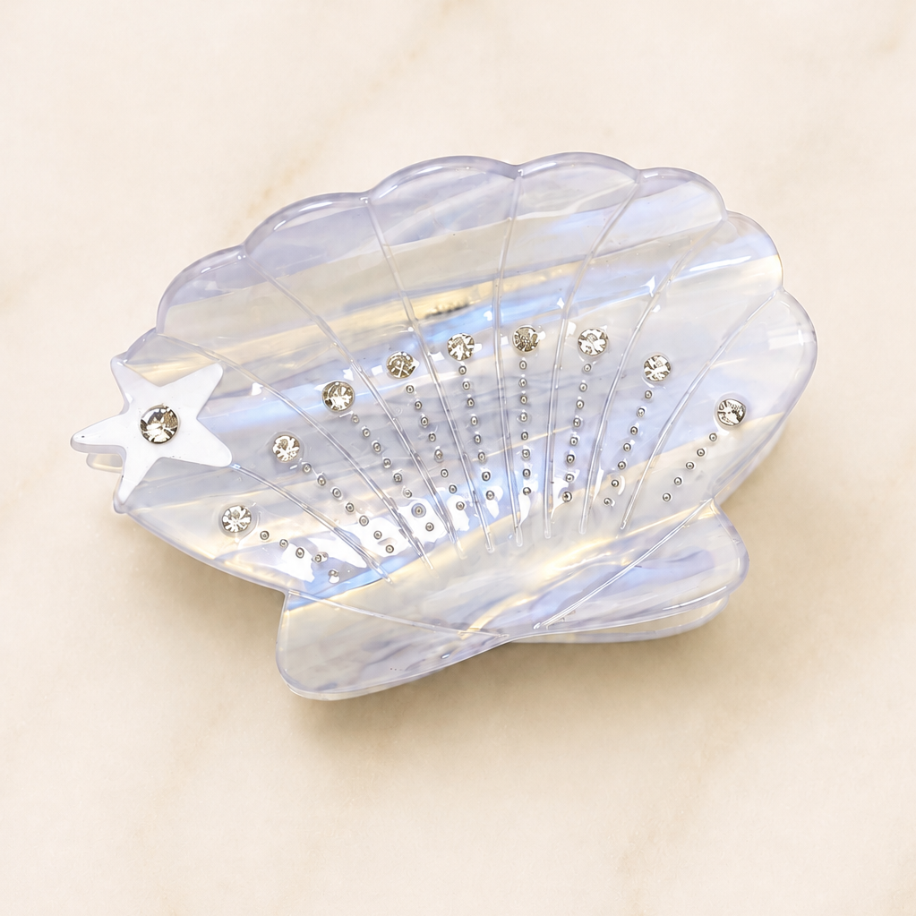 Seashell Rhinestone Hair Clip
