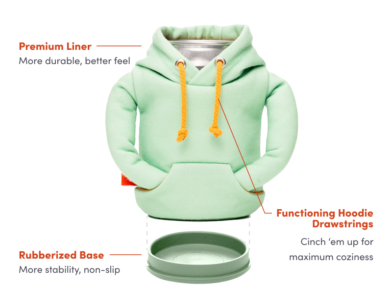 Insulated Beverage Cooler - The Hoodie - Seafoam & Apricot
