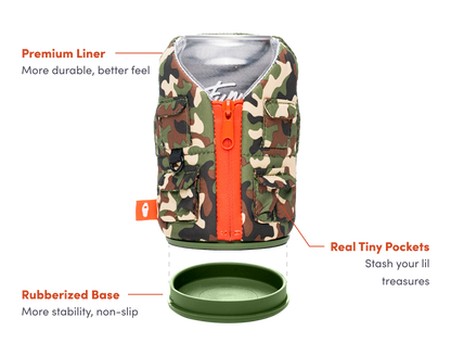 Insulated Can Cooler - The Adventurer - Tan & Olive Green