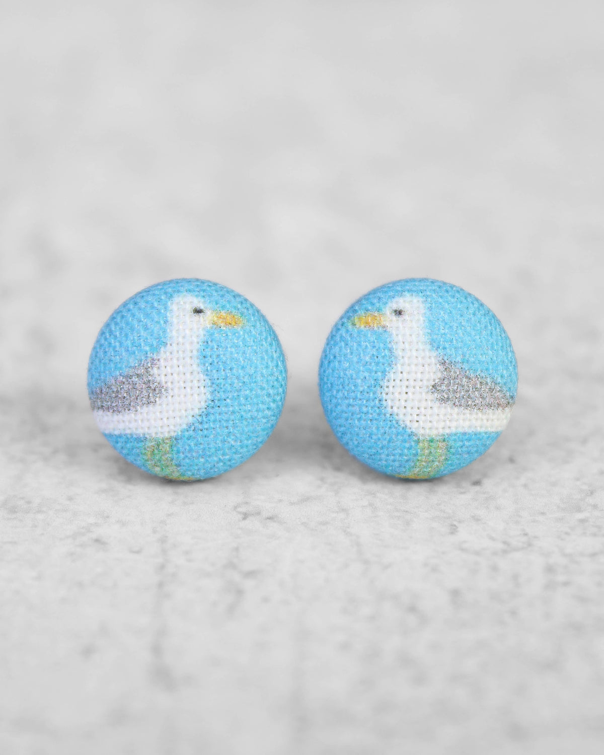 Seagull Fabric Button Earrings
