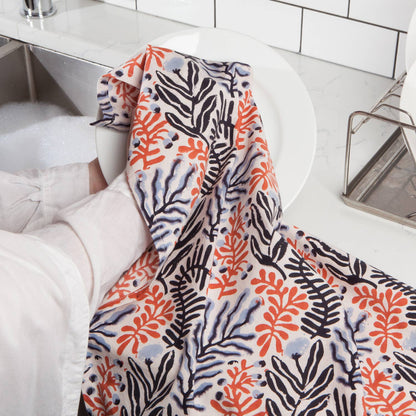 Entwine Cotton Block Printed Dishtowel