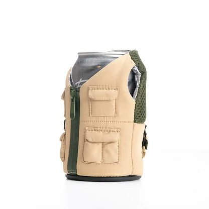 Insulated Can Cooler - The Adventurer - Tan & Olive Green