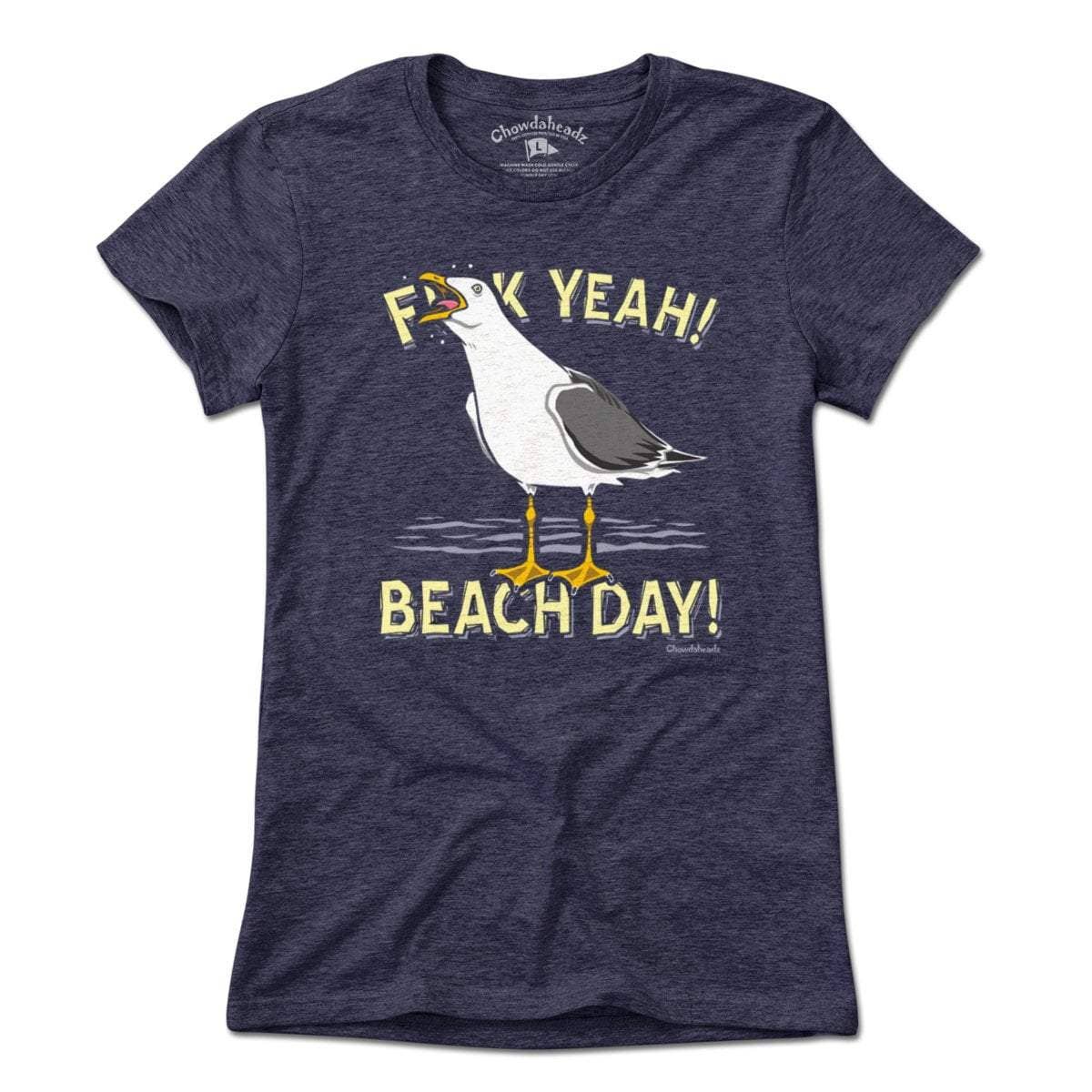 F Yeah! Beach Day! Seagull T-Shirt: Heather Blue / Unisex / 2XL