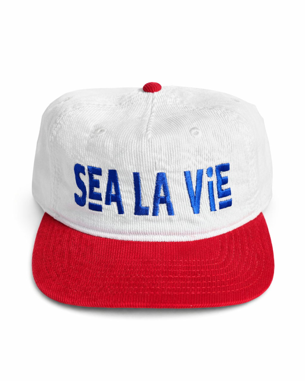 SEA LA VIE Embroidered Corduroy Hat | White