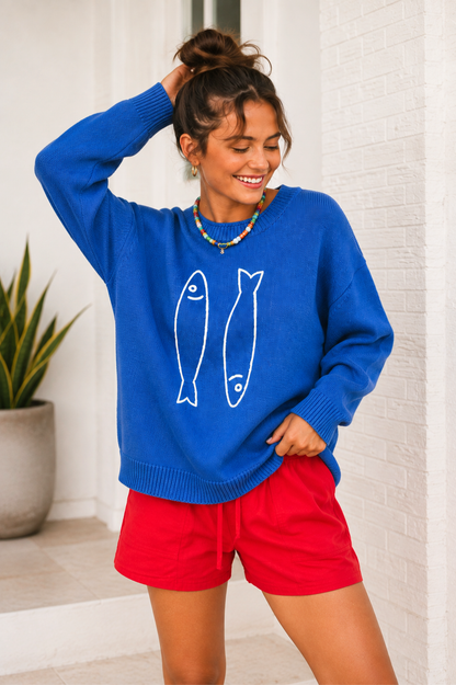 Embroiidered Sardine Sweater