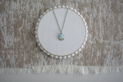 Beach Sand Dainty Drop Wave Necklace | Light Blue