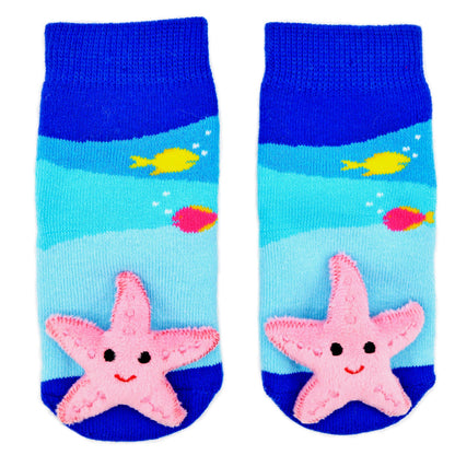 Starfish Boogie Toes - Baby Rattle Socks: 6-12M
