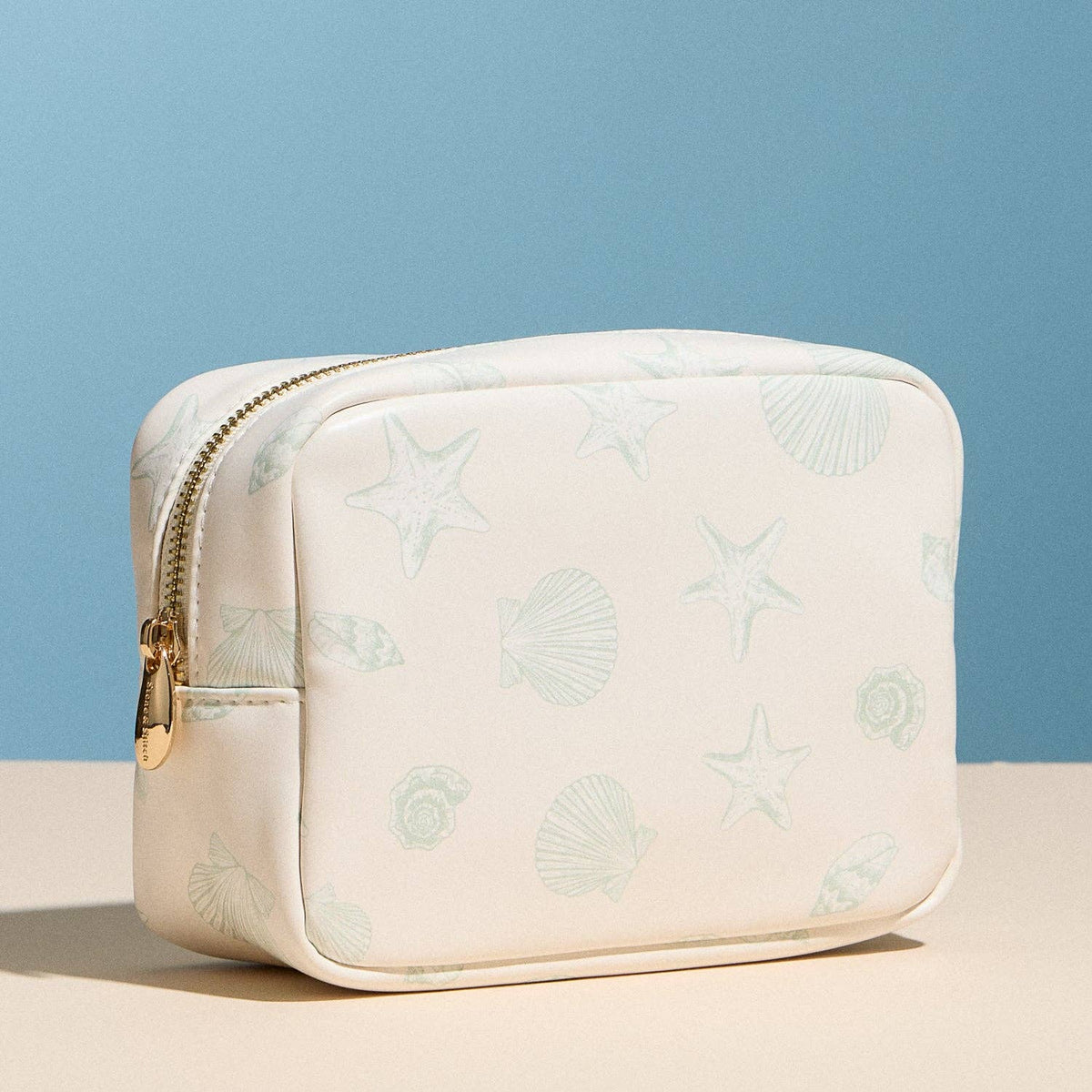 Seashell Print Cosmetic Pouch | Blue