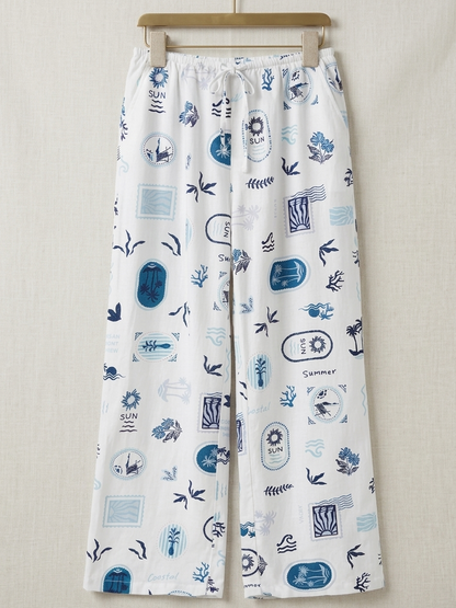 Summer Stamp Wide Leg Pants