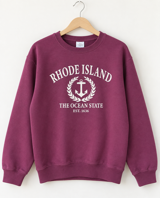 Rhode Island Crest Sweatshirt | Burgundy