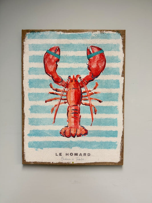 Distressed Burlap Wall Decor- Lobster