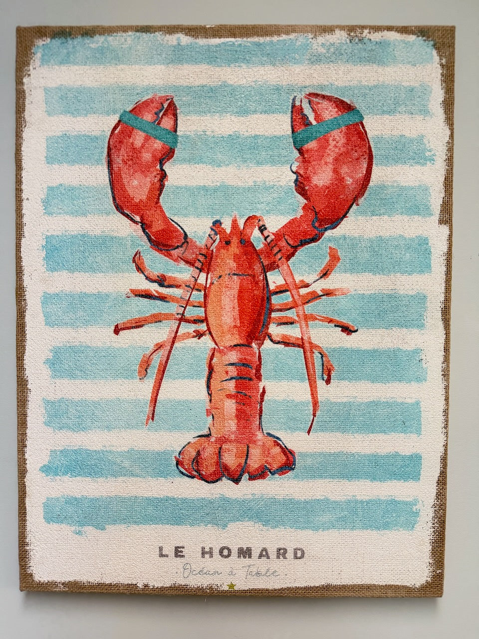 Distressed Burlap Wall Decor- Lobster