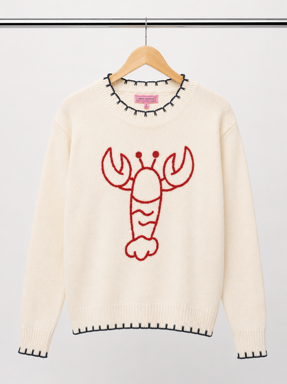 Embroidered Lobster Sweater