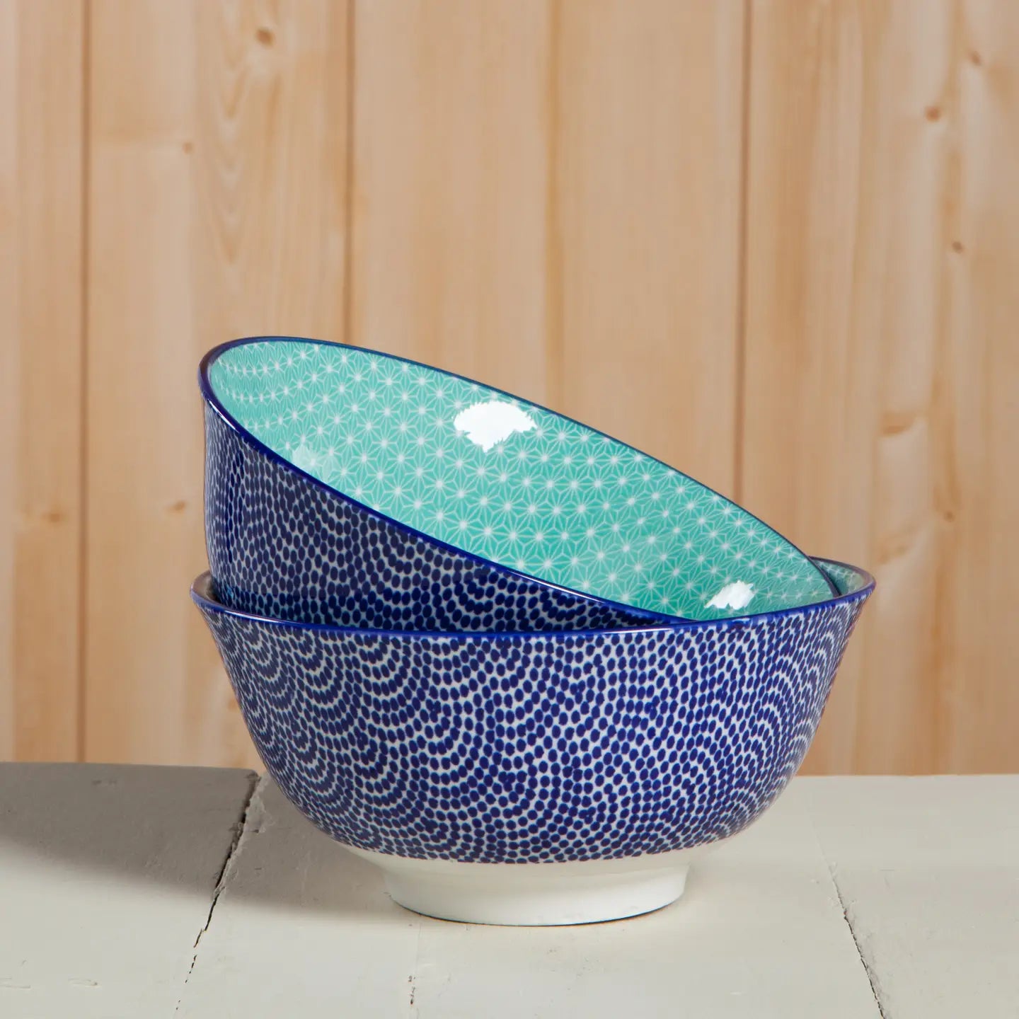 Large Blue Waves Stamped Bowl
