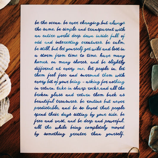Watercolor Be The Ocean Poem