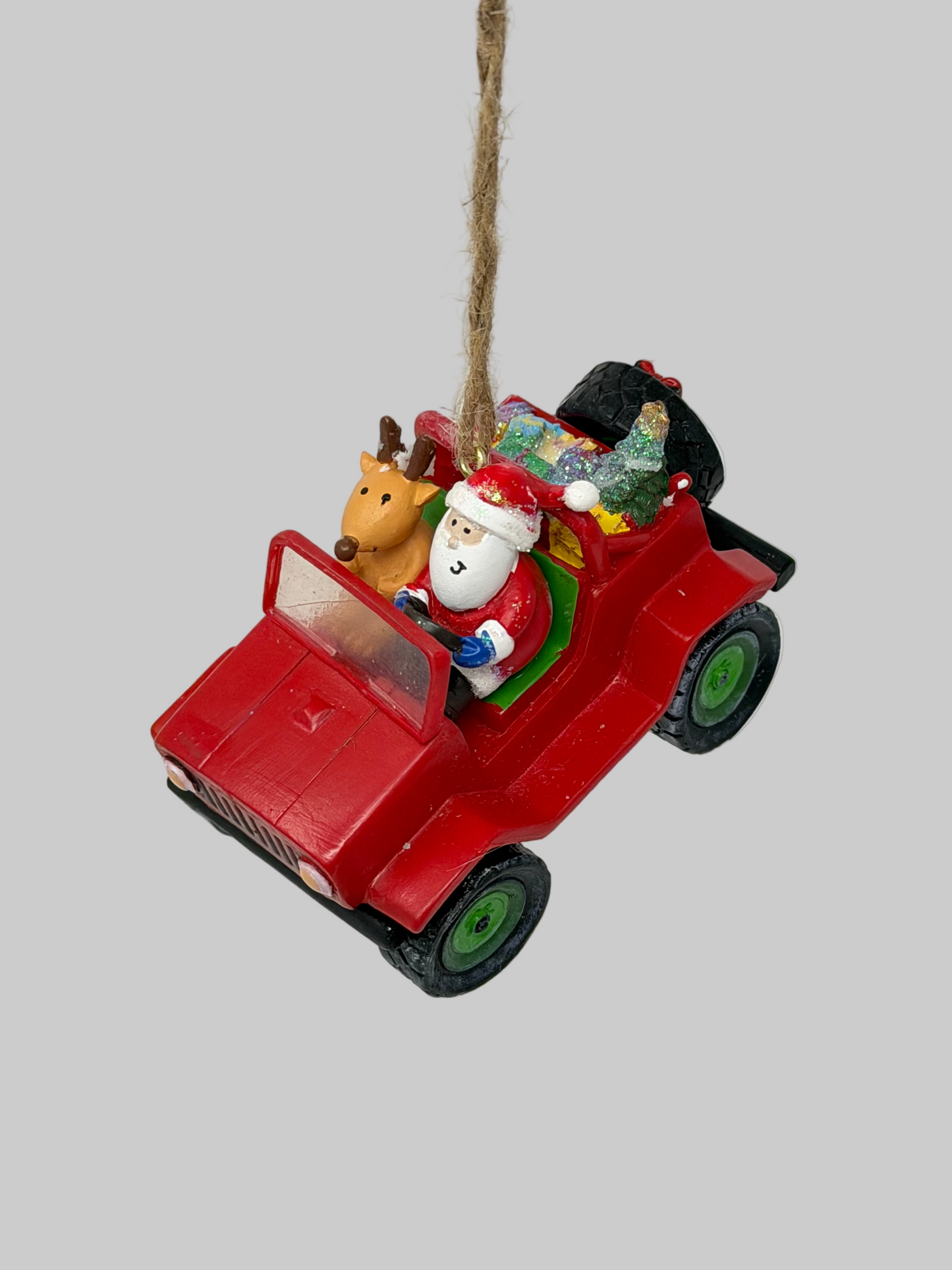 Santa & Reindeer Off-Road Ornament