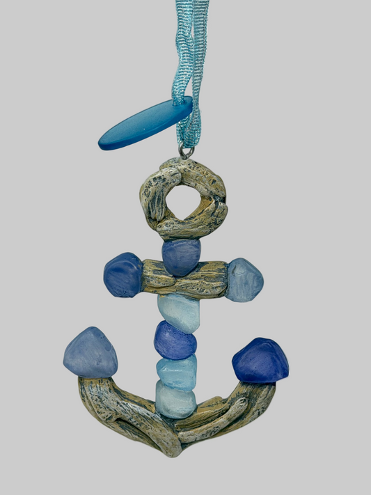 Sea Glass Anchor Ornament
