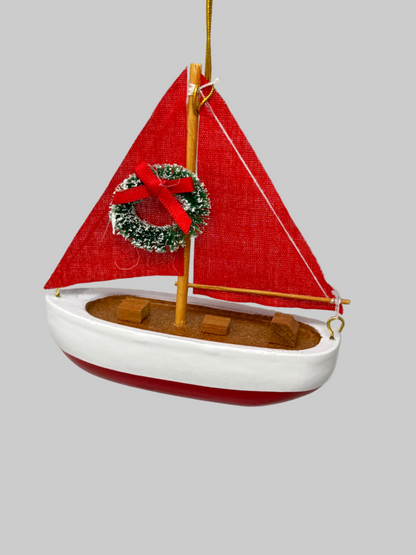Coastal Christmas Sailboat Ornaments