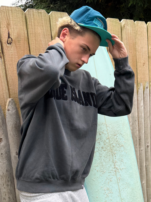 Rhode Island Chenille Crew- Charcoal/Black