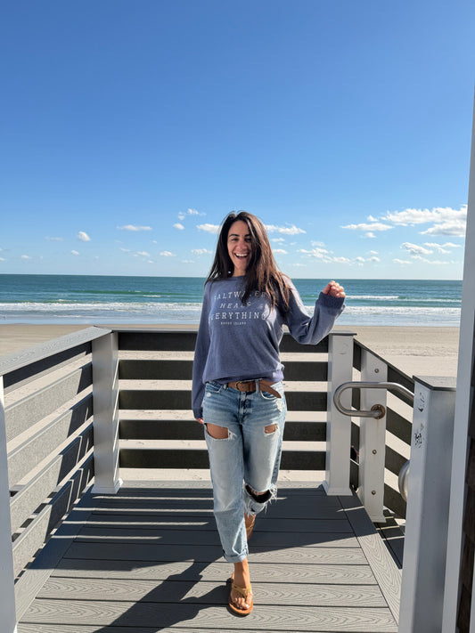 Salt Water Heals Everything Crew - Blue