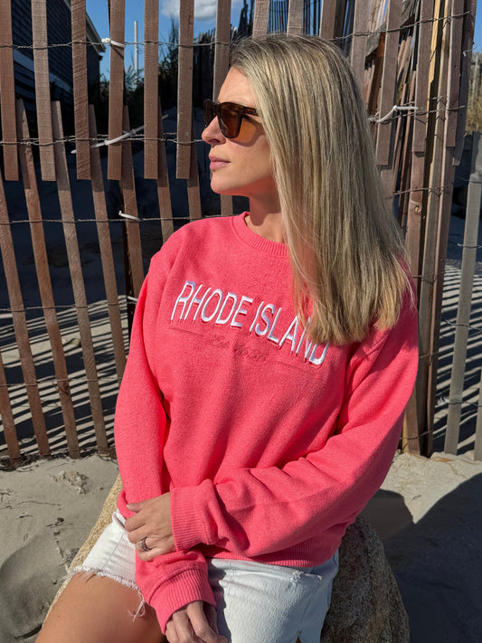 Rhode Island Embroidered Sweater - Coral Pink
